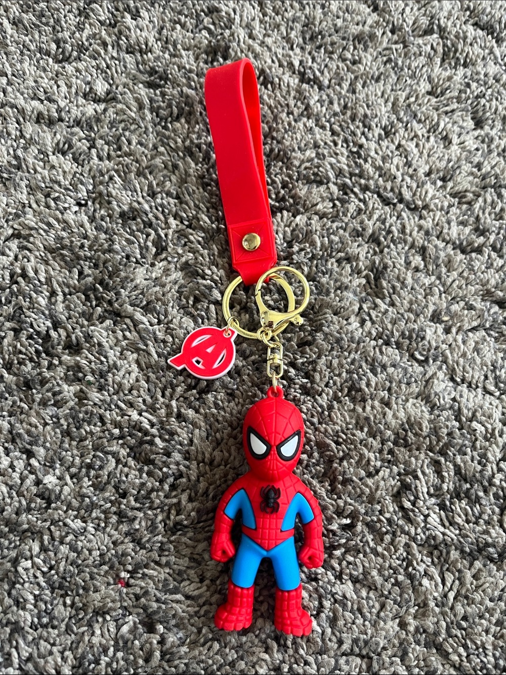 Red & Blue Spider Hero Keychain Toy - Kids Accessories. Backpack tag or key ring